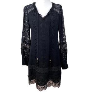 Nanette Lepore Lace Long Sleeve Black Dress size S